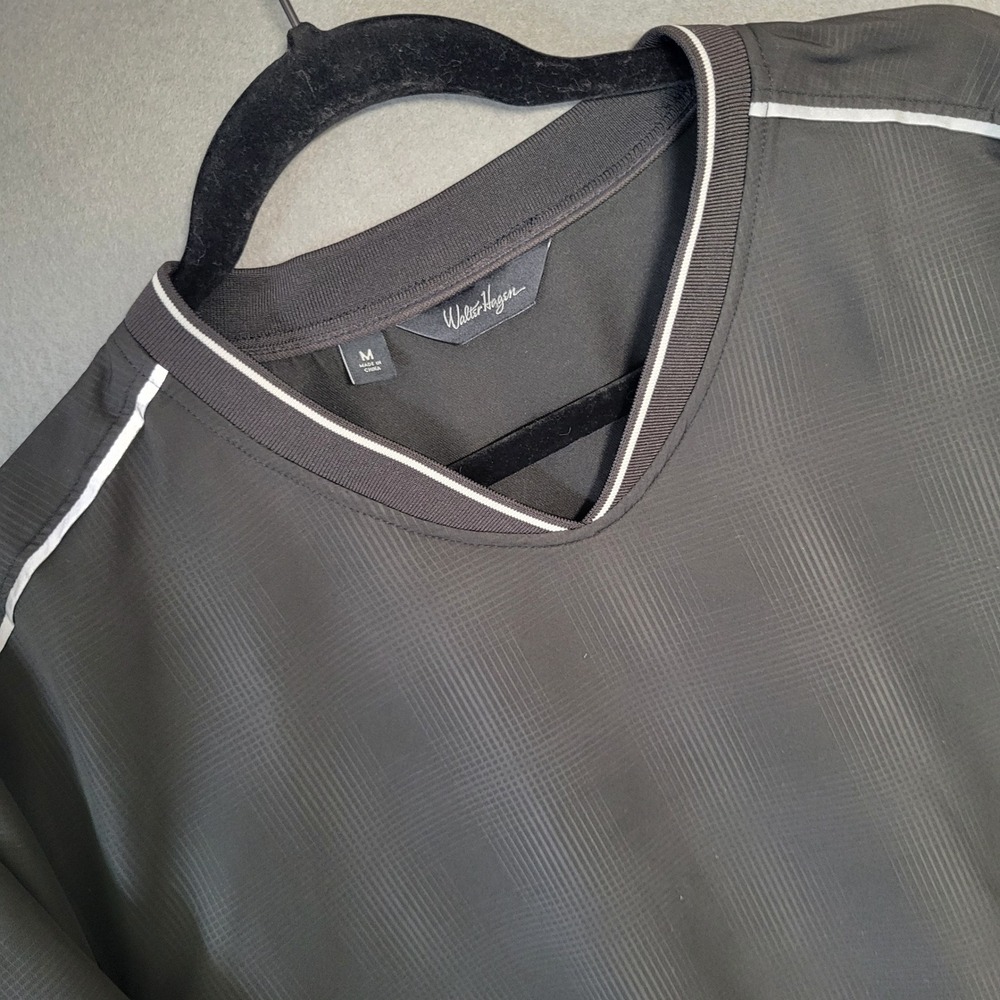 Walter Hagen Mens Black V-Neck Golf Windshirt Pullover Jacket Size M Medium